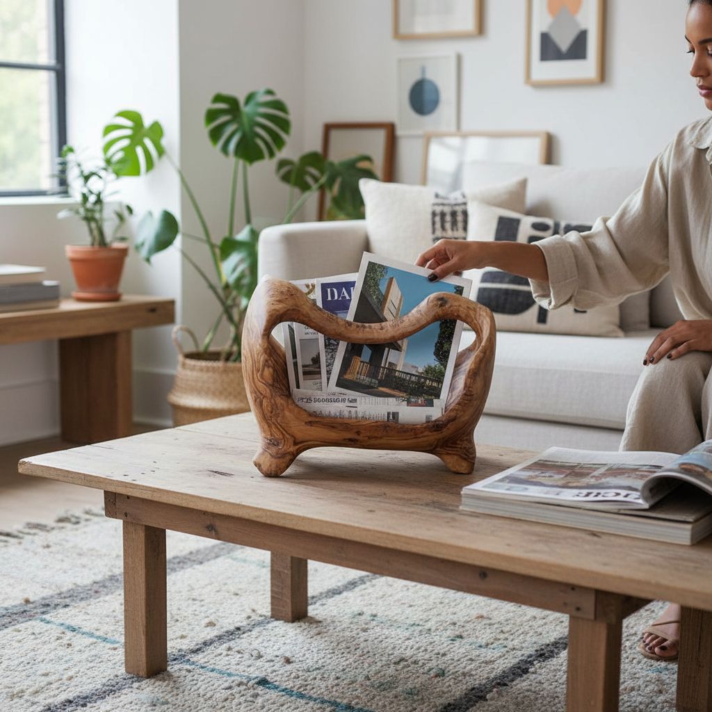 Panier bois d'olivier élégant 40 x 30 cm pour votre intérieur