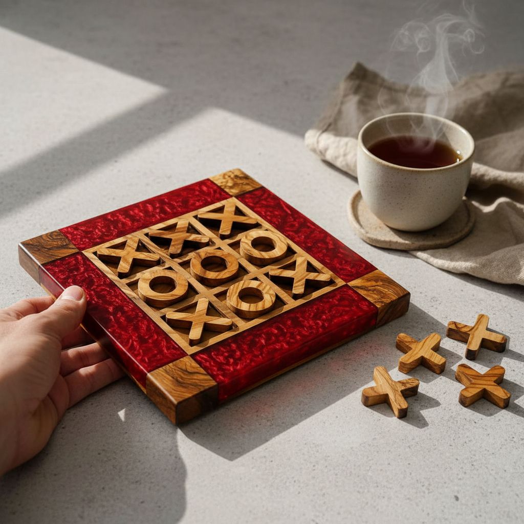 jeux en bois epoxy rouge et marron pour des moments uniques