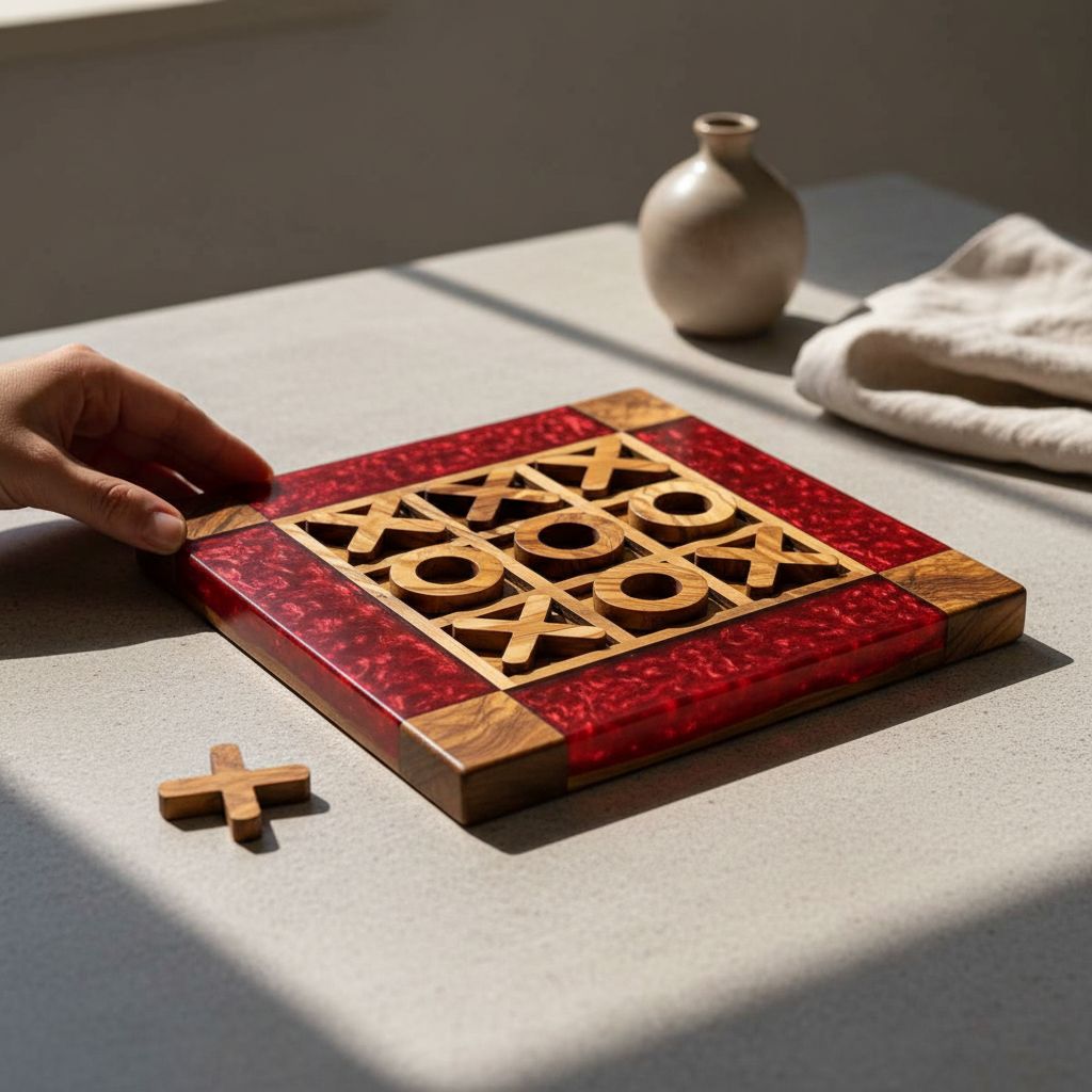 jeux en bois époxy rouges et marron pour des heures de plaisir