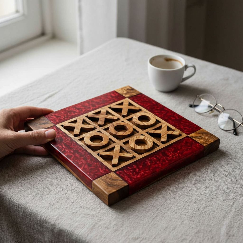 Jeu en bois époxy rouge et marron pour des moments uniques