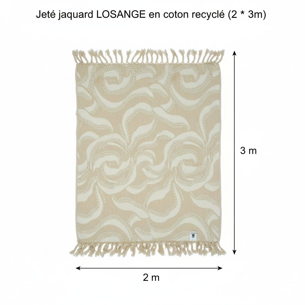 Jeté de salon "LOSANGE" en coton recyclé (2 x 3 m)