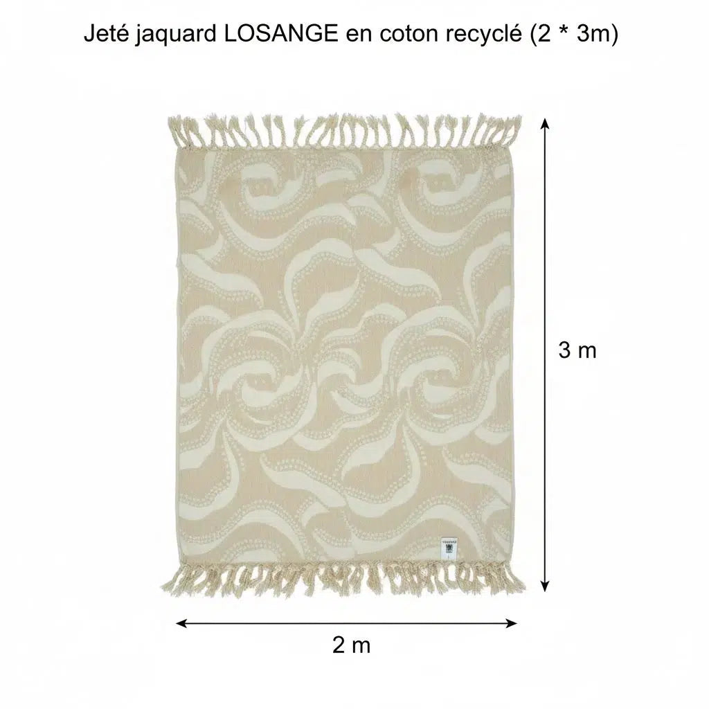 Jeté de salon "LOSANGE" en coton recyclé (2 x 3 m)