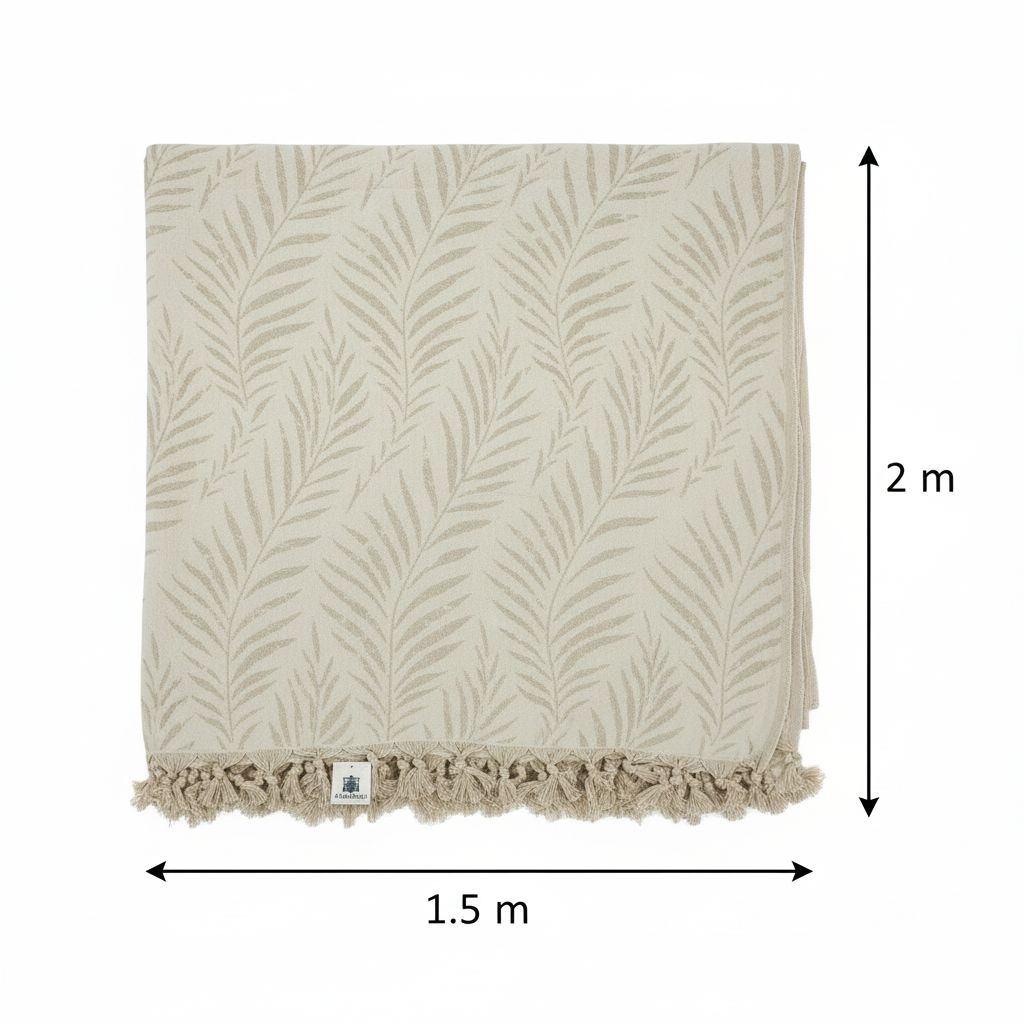 Jeté en coton recyclé motif feuille luxe (1.50 x 2 m)