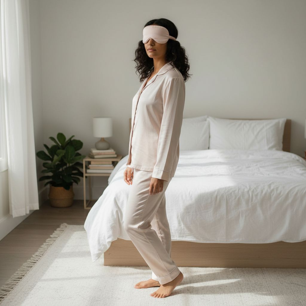 masque de sommeil satin luxe Peche rosé bebe clair pour un repos parfait
