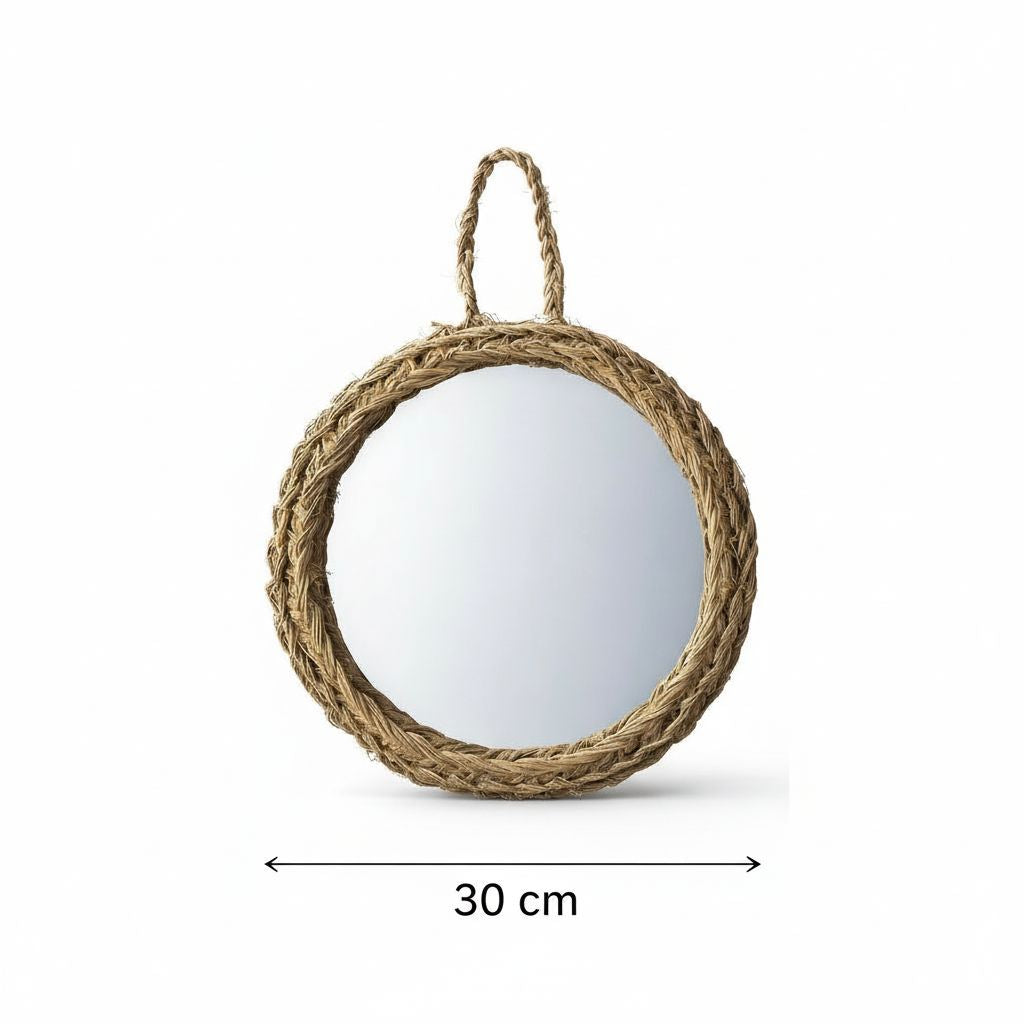 Miroir halfa fait main 30cm diamètre pour un intérieur élégant