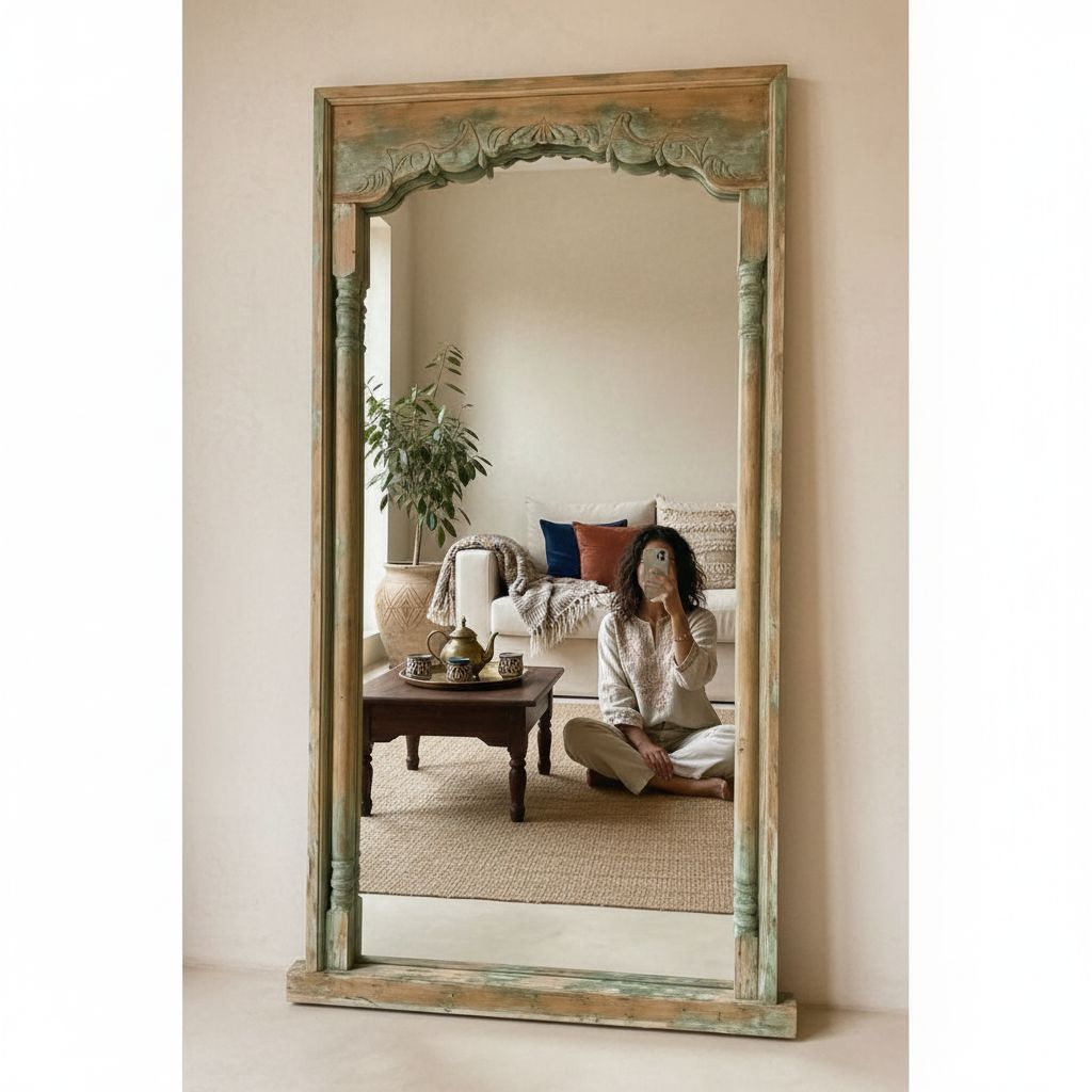 miroir plein pied exceptionnel bois naturel 200x107 cm