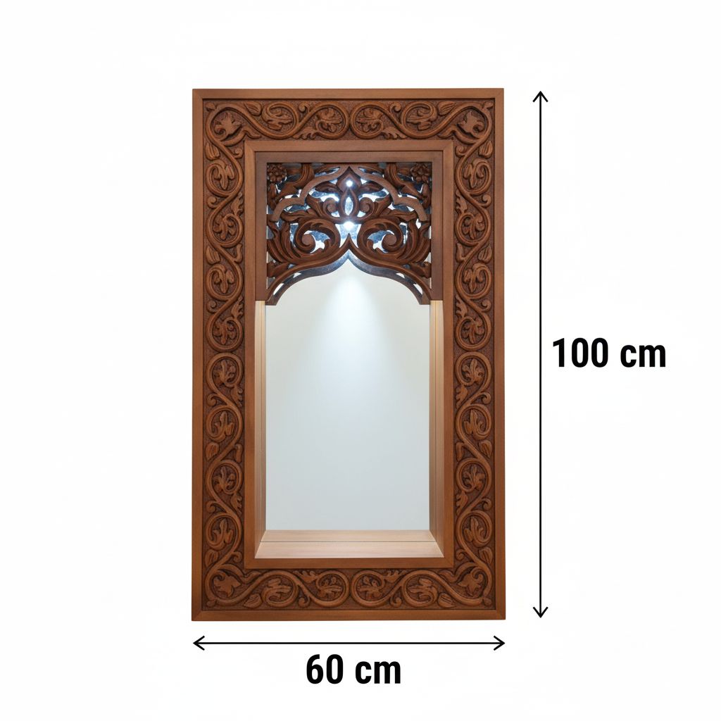 Niche en bois sculptée à la main avec éclairage élégant