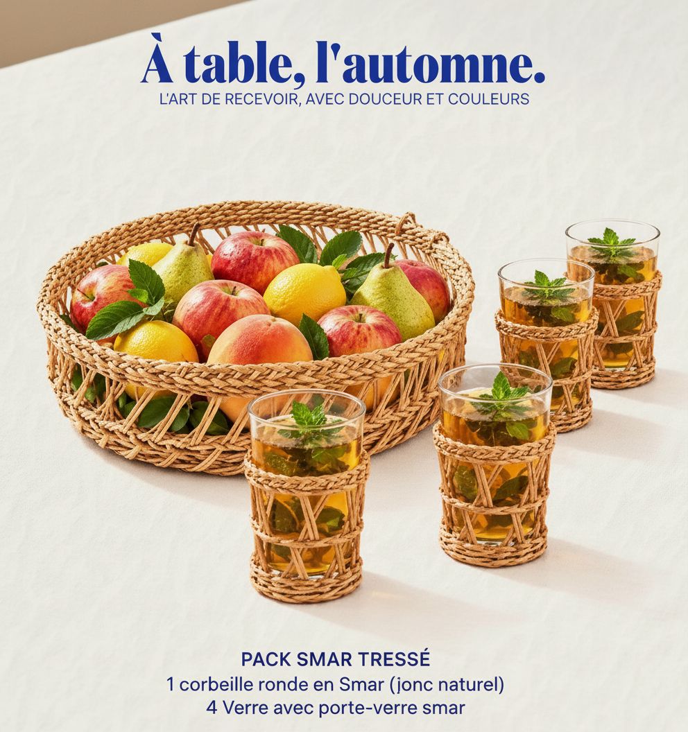 Pack Smar: 1 panier et 4 verre en samar