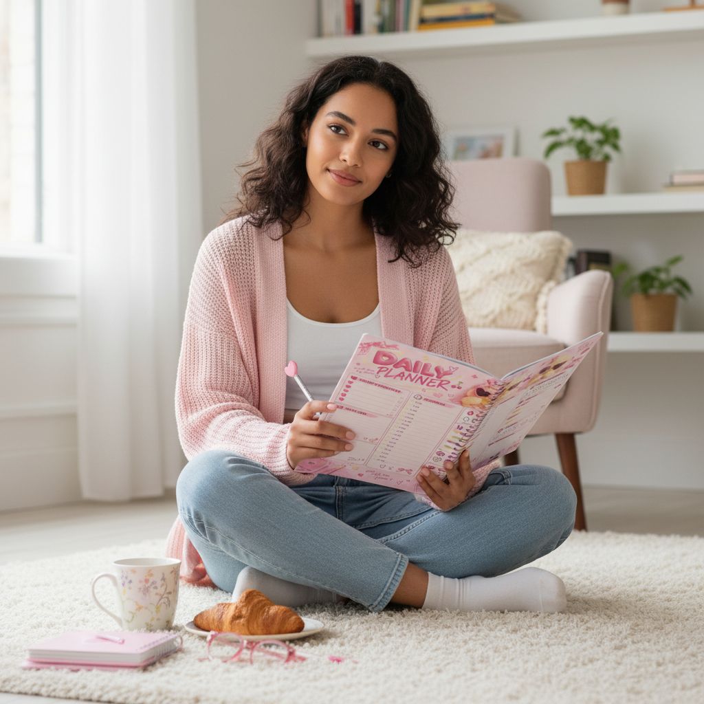 Planificateur quotidien esthétique rose pour une organisation parfaite