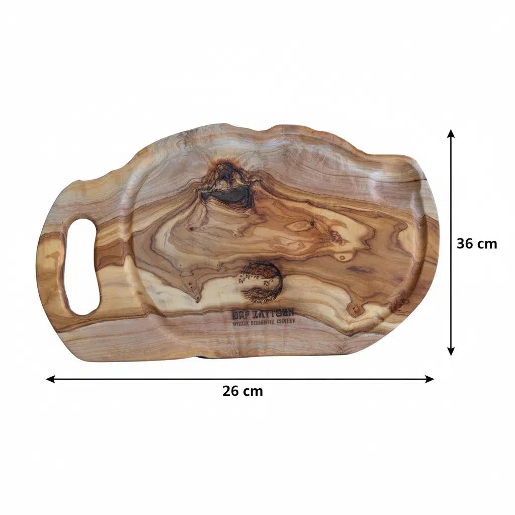 Planche à découper rustique en bois d'olivier avec poignée premium