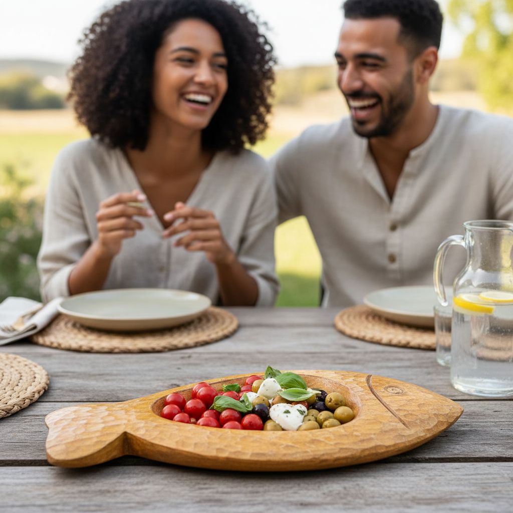 Plat décoratif en bois sculpté pour un centre de table unique