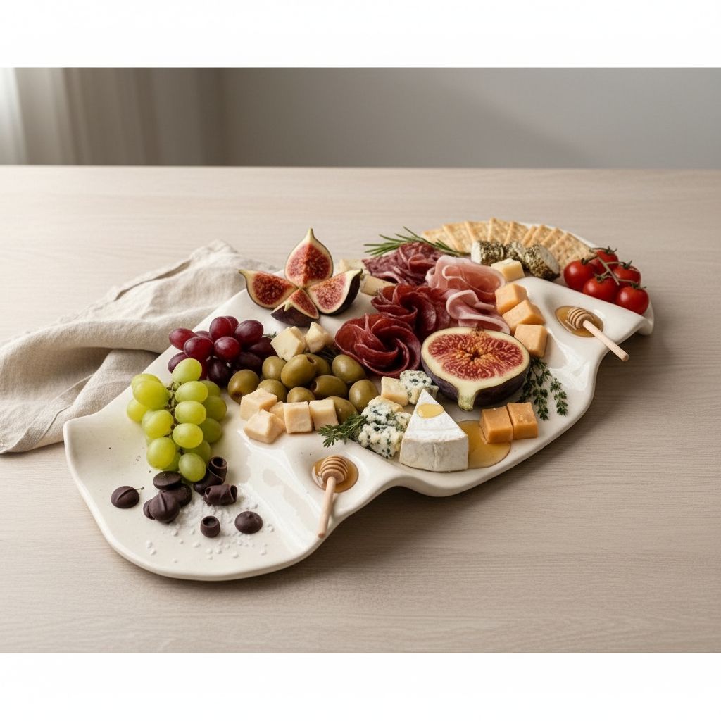 Plateau apéritif en céramique organique blanc cassé