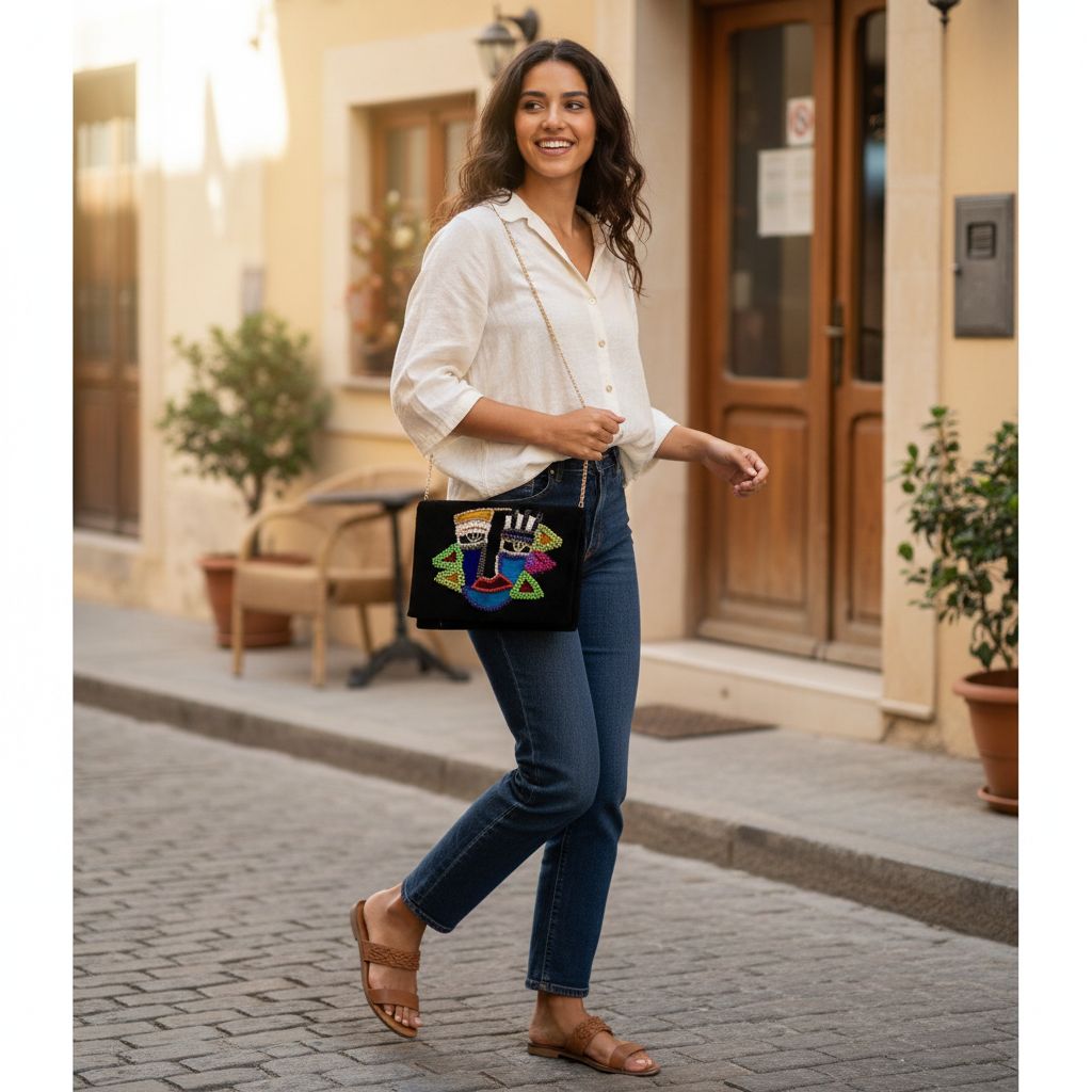 pochette velours noir avec intérieur satin bleu