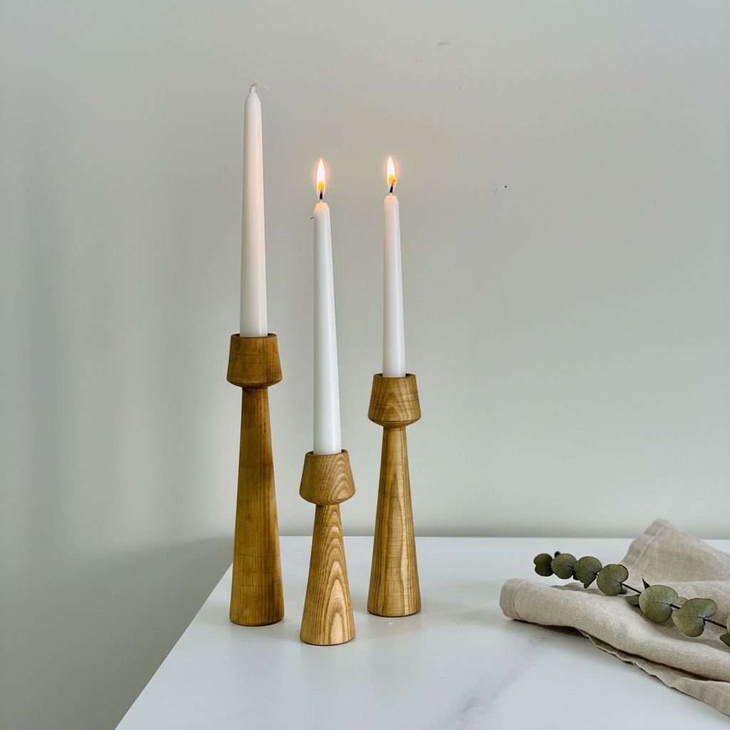 Porte bougie bois en frêne design naturel pour une ambiance chaleureuse