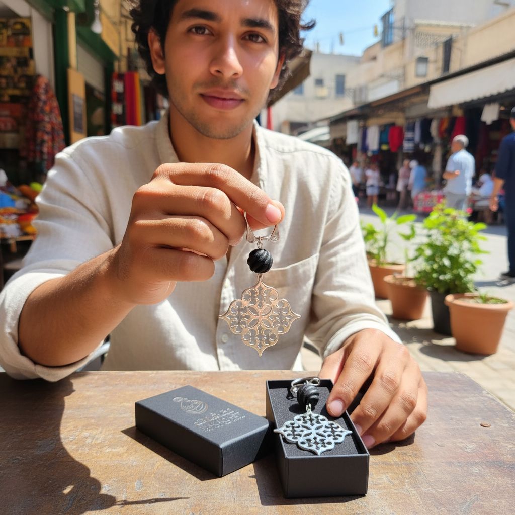 porte clés luxe avec boule Ambre noir une touche d'élégance