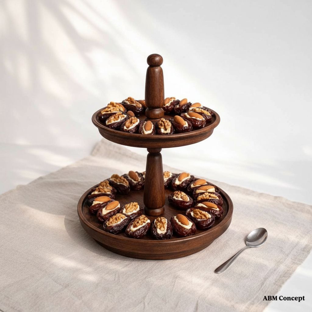 présentoir à étages en bois acajou élégant pour vos réceptions