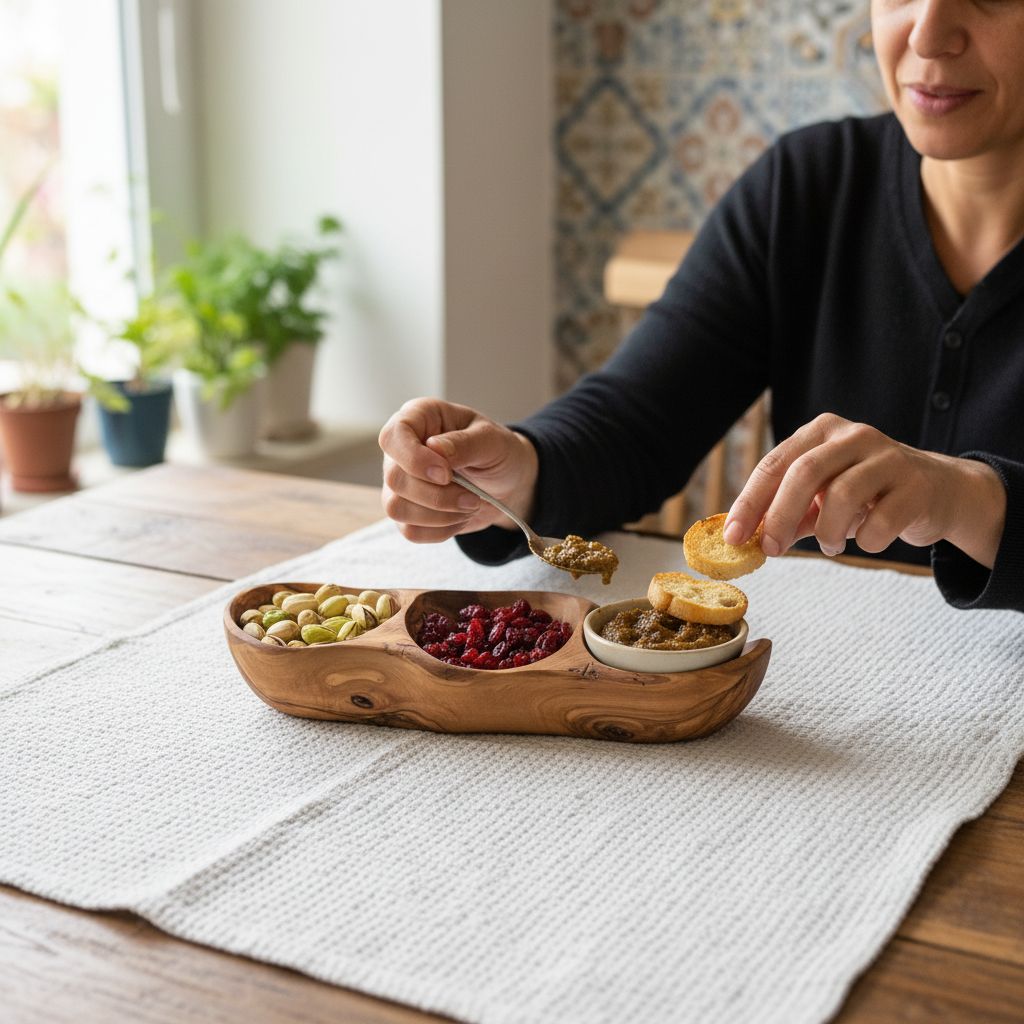 Ravier en bois trois compartiments en olivier design unique