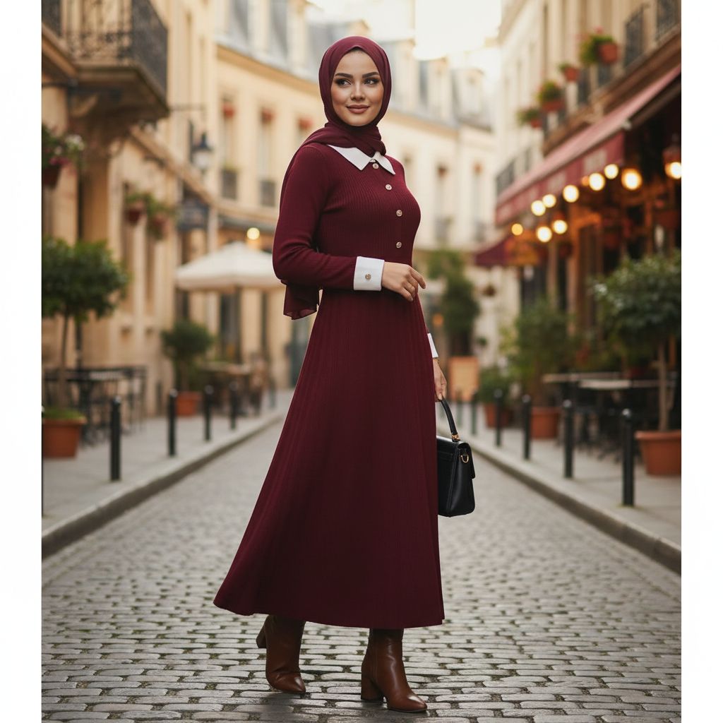 Robe bordeaux en laine premium pour un style irrésistible
