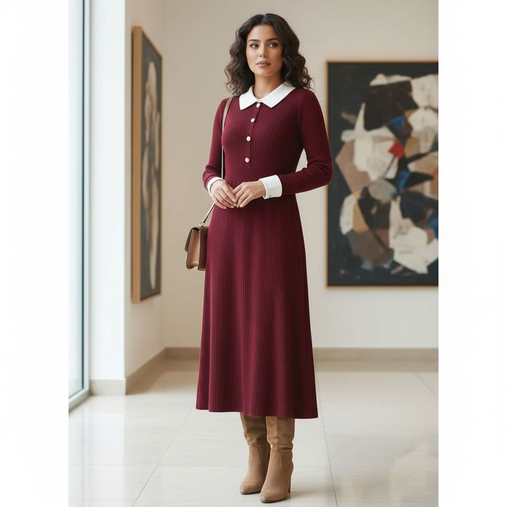 Robe bordeaux en laine premium pour un style irrésistible