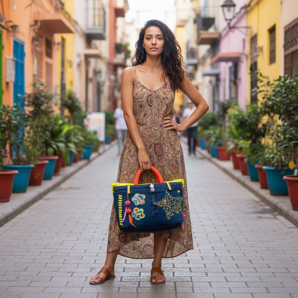 Sac fluo unique en jean recyclé pour un style éclatant