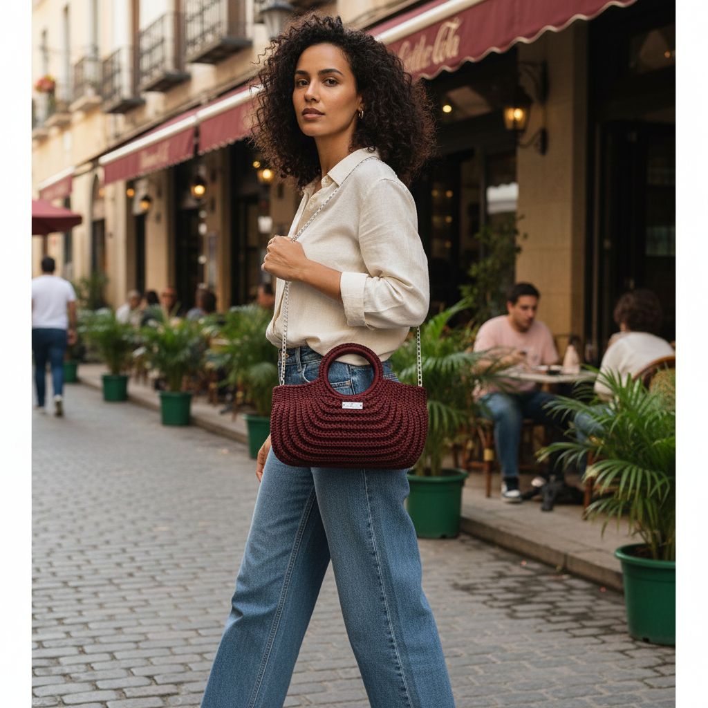 Sac bourgogne en crochet chic pour un style unique et tendance