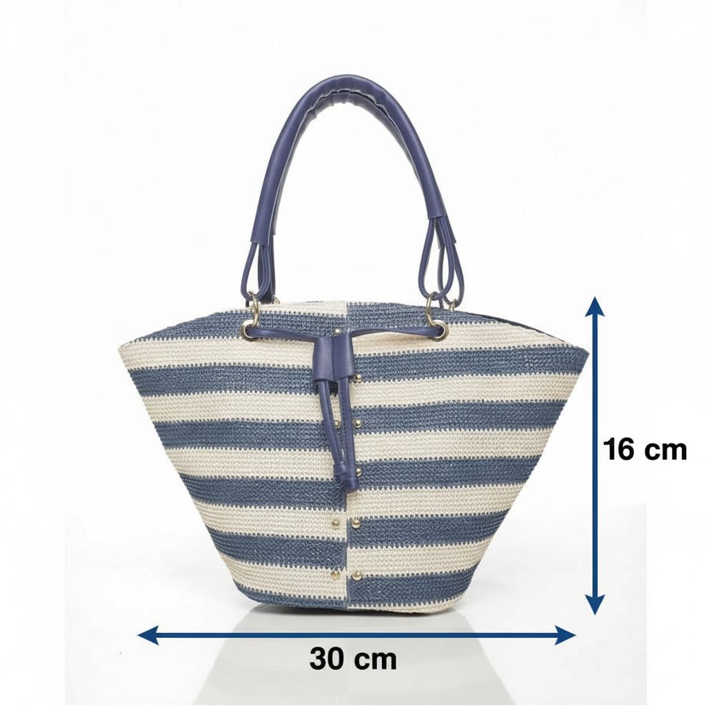 sac à main chic rayé bleu profond pour un style élégant