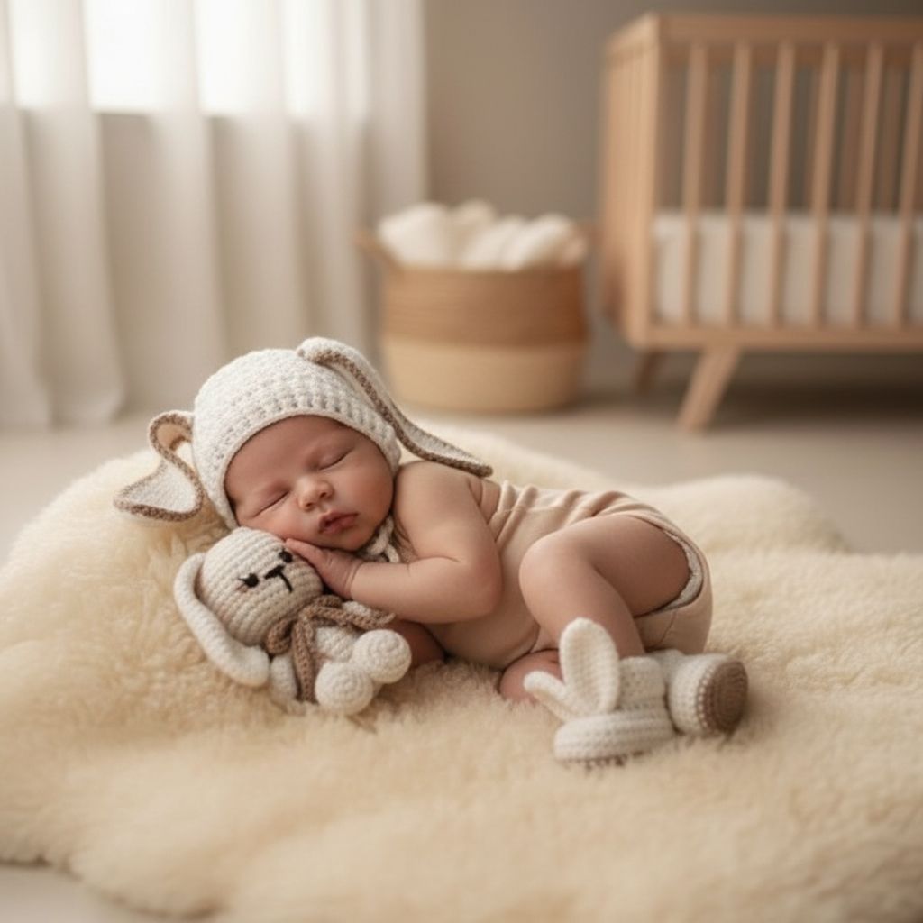 ensemble bébé oreilles de lapin en crochet pour nouveau-né (Copie)