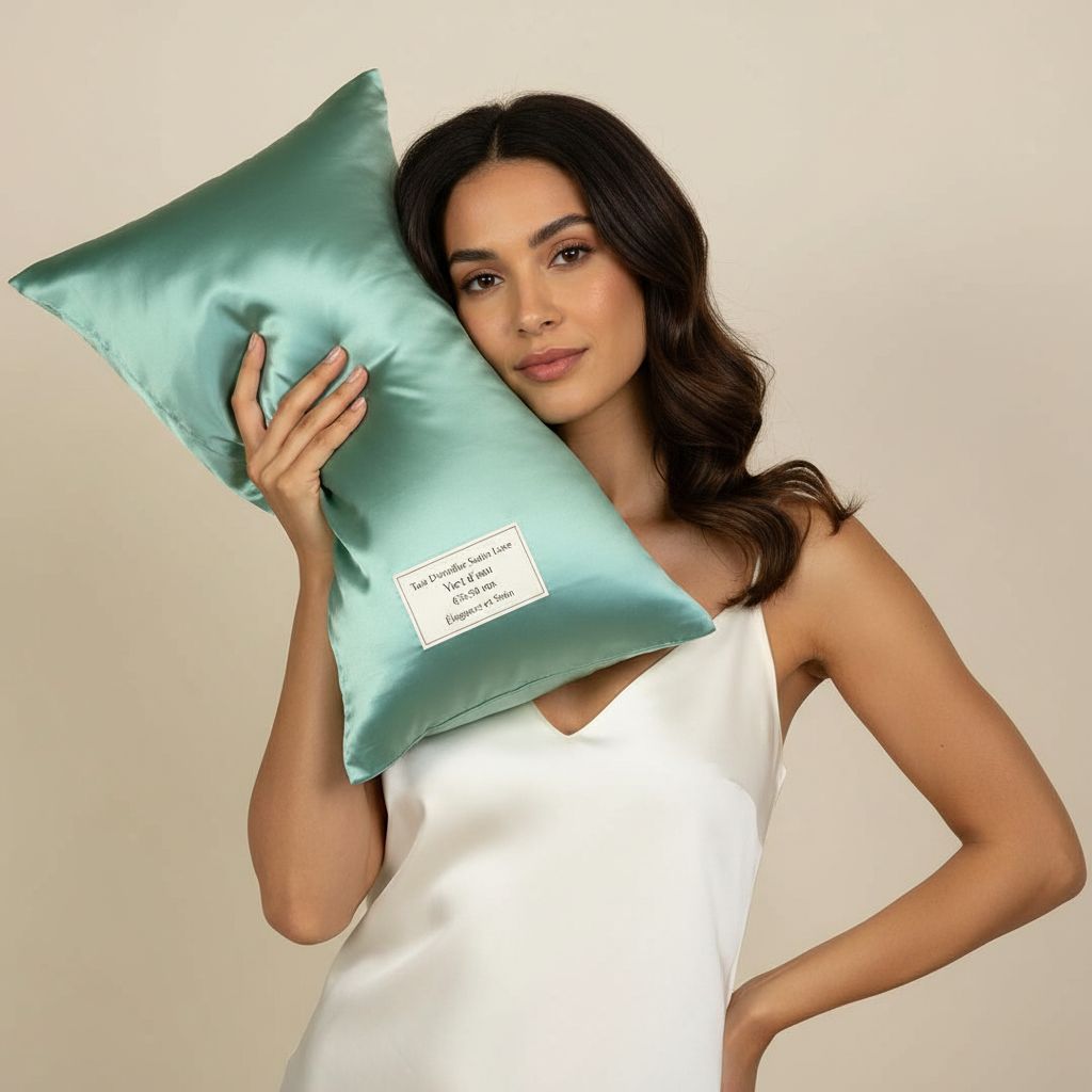 taie d'oreiller satin luxe vert d'eau pour un sommeil élégant