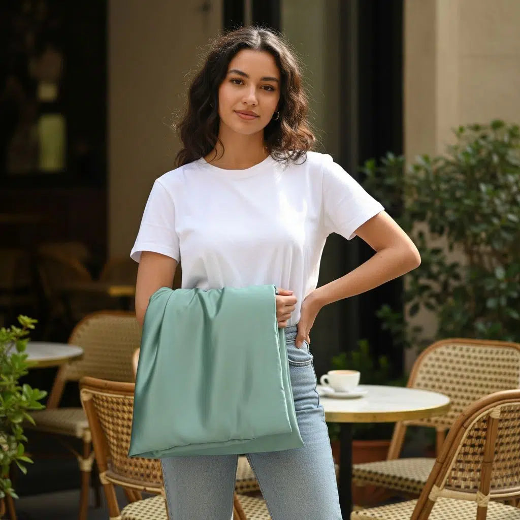 taie d'oreiller satin luxe vert d'eau pour un sommeil élégant