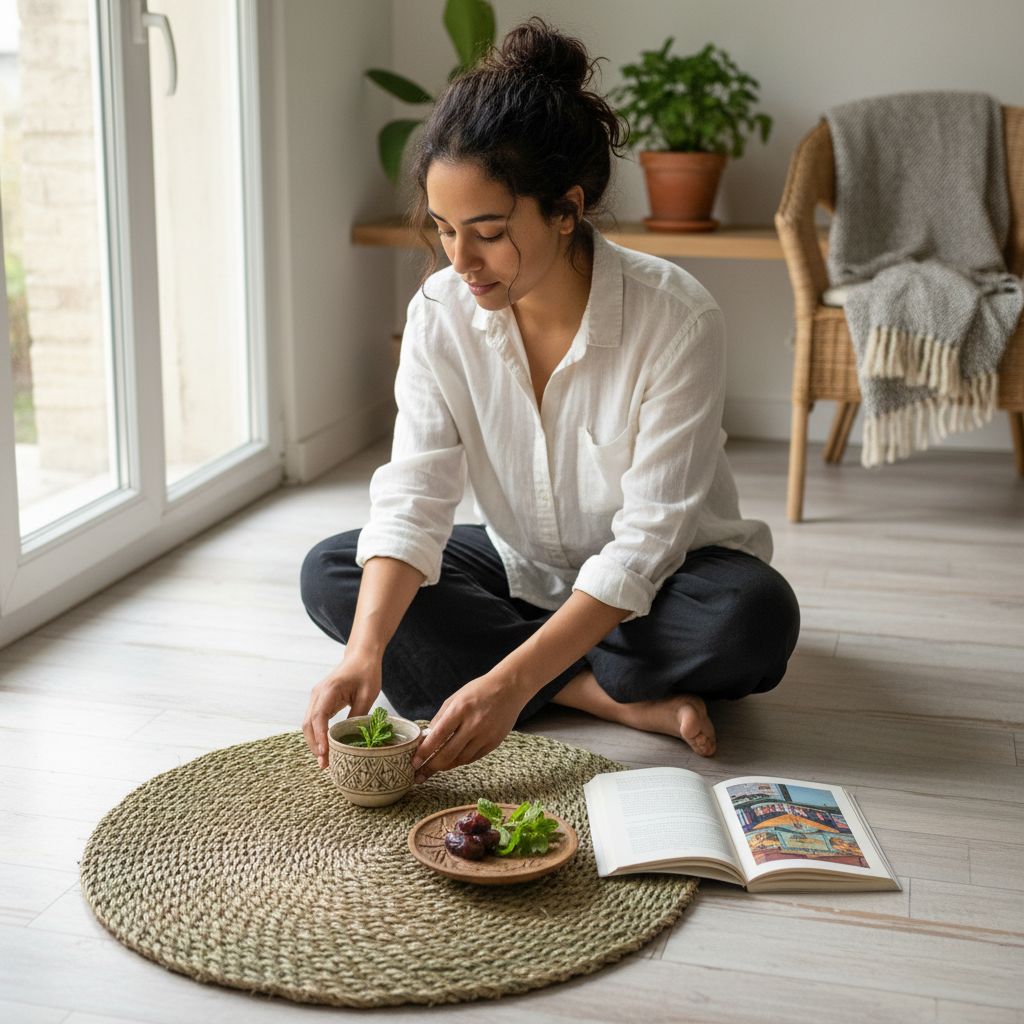 Tapis artisanal fait main 1m x 0.6m forme ovale