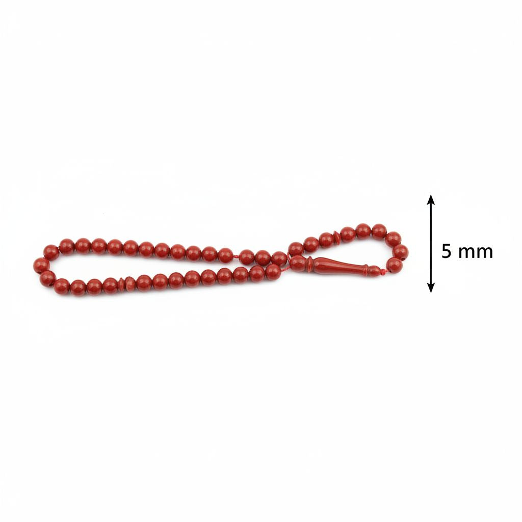 chapelet rouge en corail tunisien fait main 33 perles premium