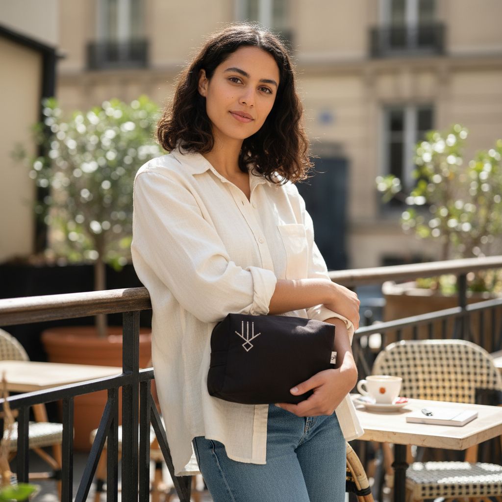 trousse de toilette brodée motif berbère élégante et pratique