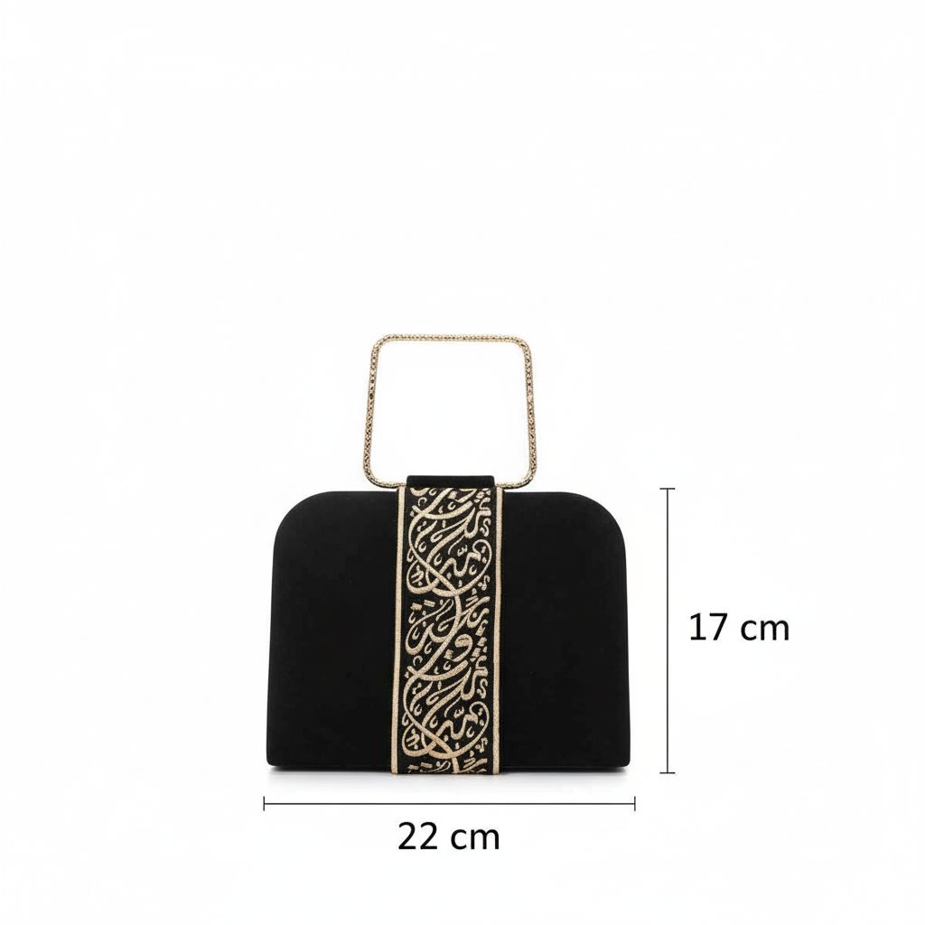 sac velours noir calligraphié pour une élégance unique
