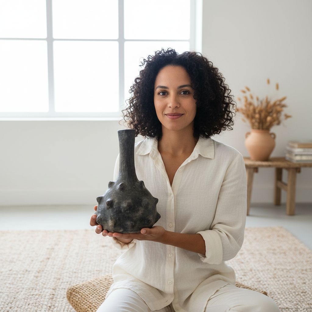 Vase noir en poterie Sajnen (32 cm)