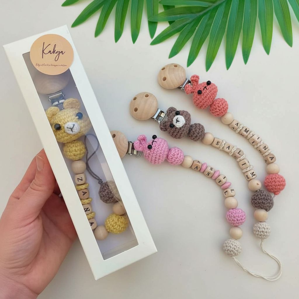Attache sucette personnalisée motif couleur tendance pour bébé