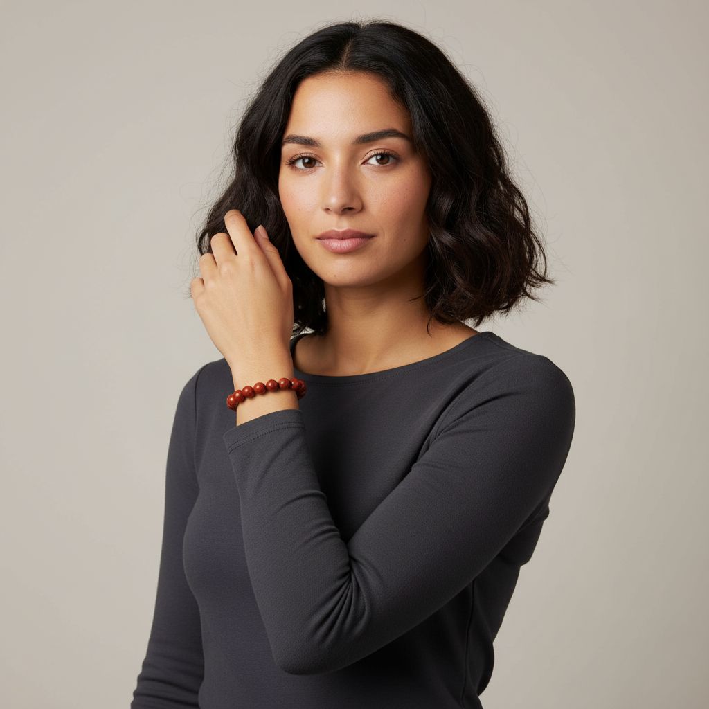 Bracelet jaspe rouge élastique 8 mm pour une énergie positive