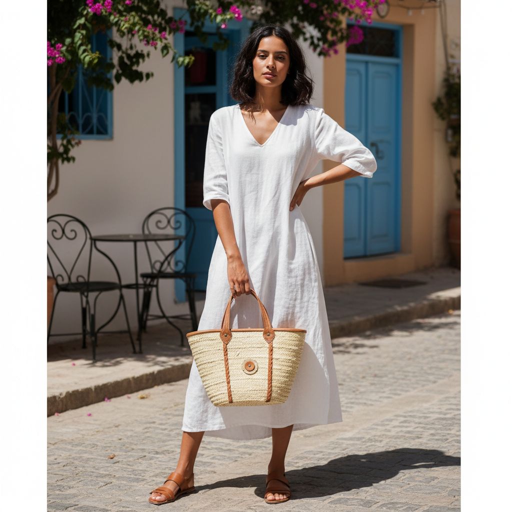 Couffin paille raffiné avec détails en marron