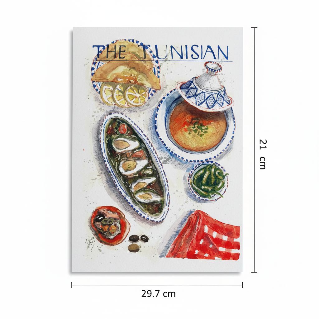 impression aquarelle de délices tunisiennes en qualité premium