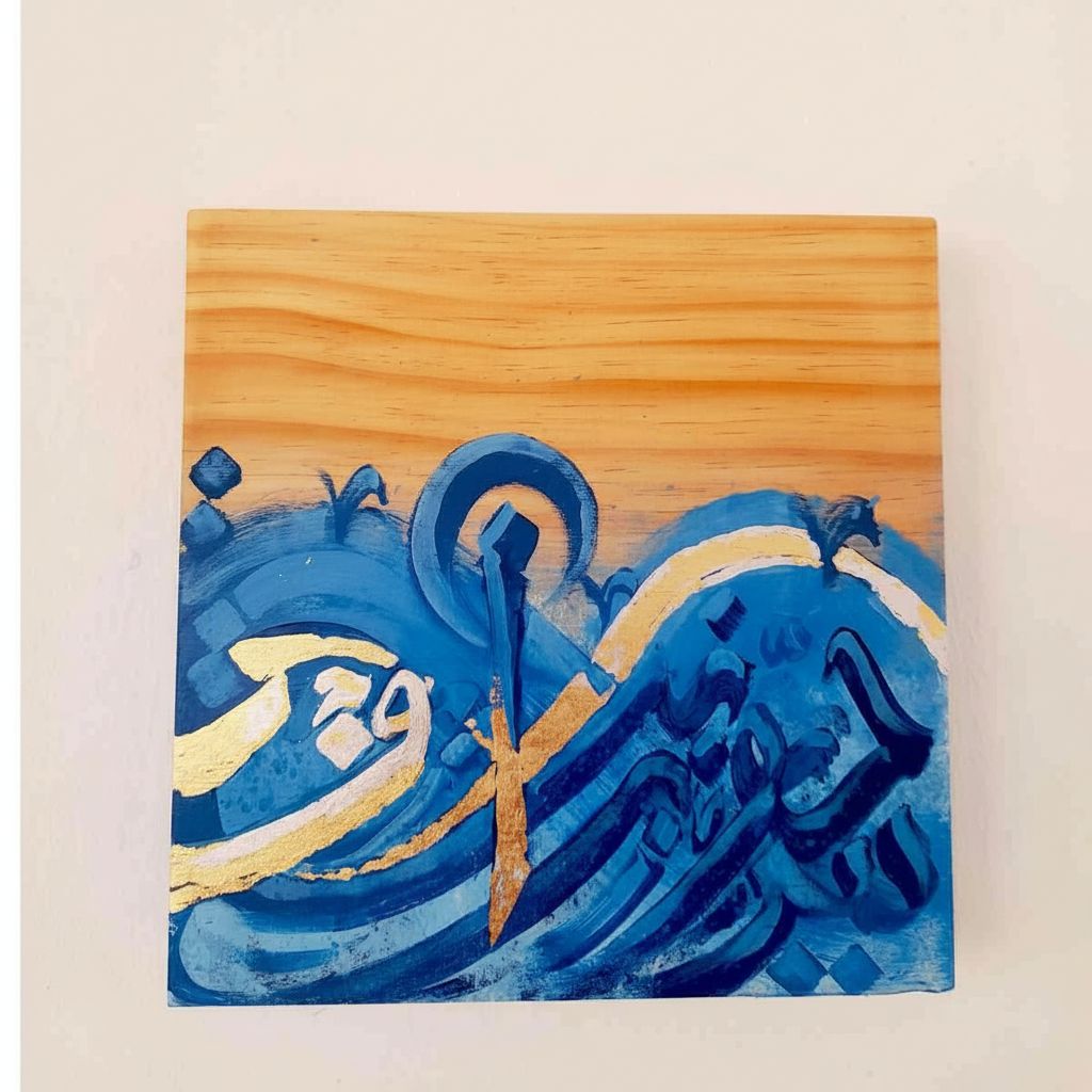 Peinture acrylique abstraite en bois freine pour décor unique