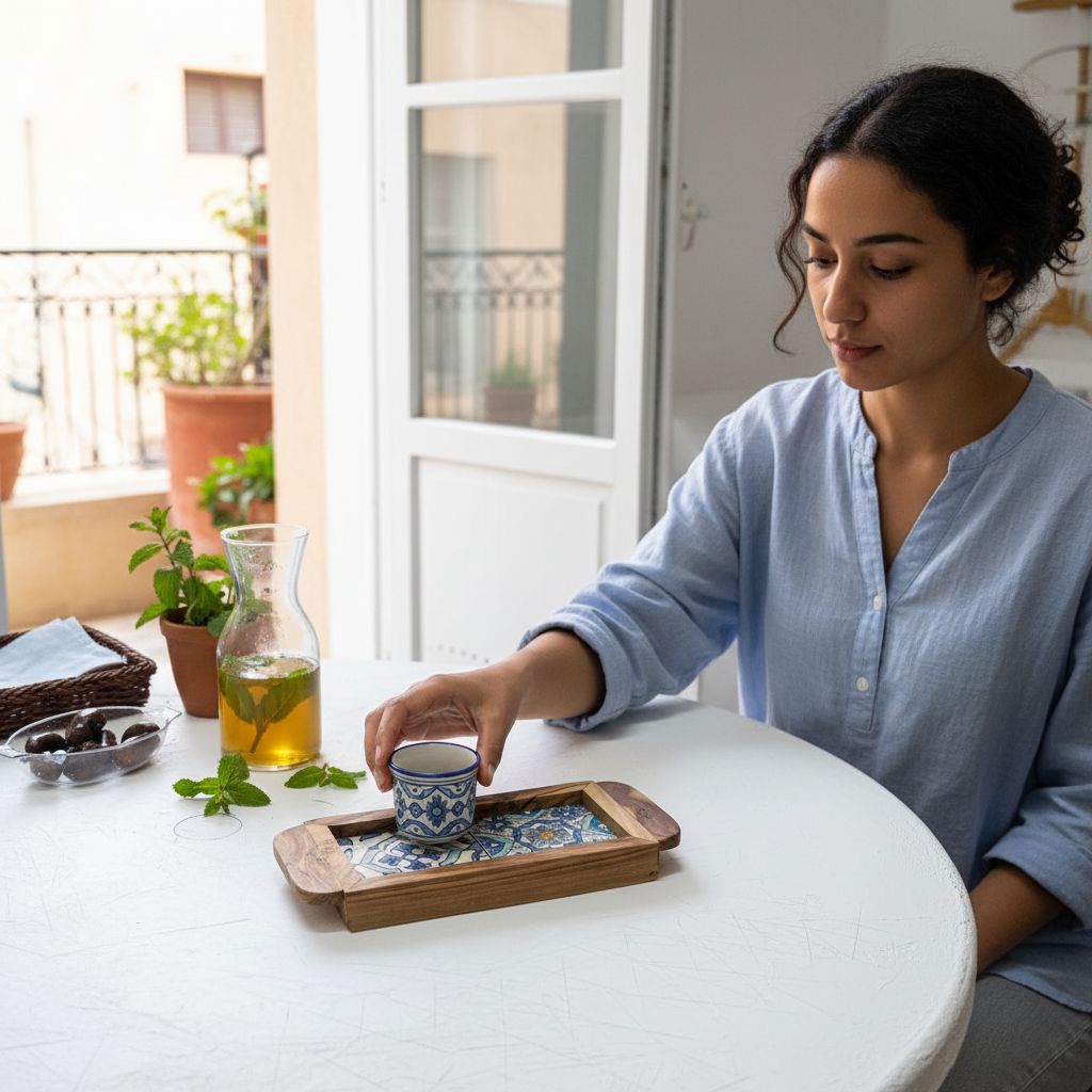 plateau bois bleu ciel en olivier et céramique mini exclusif