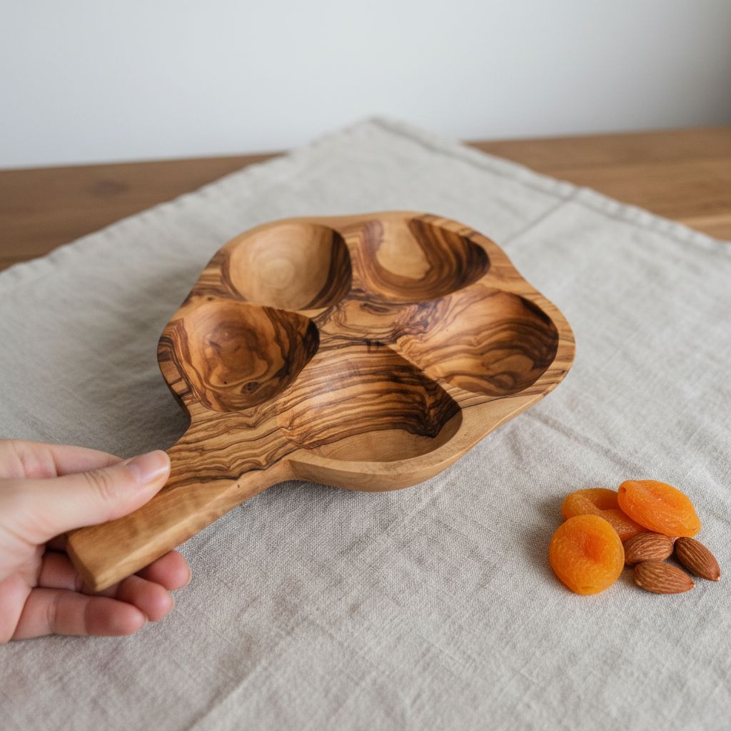 présentoir fruits secs en bois naturel design fleur exclusif