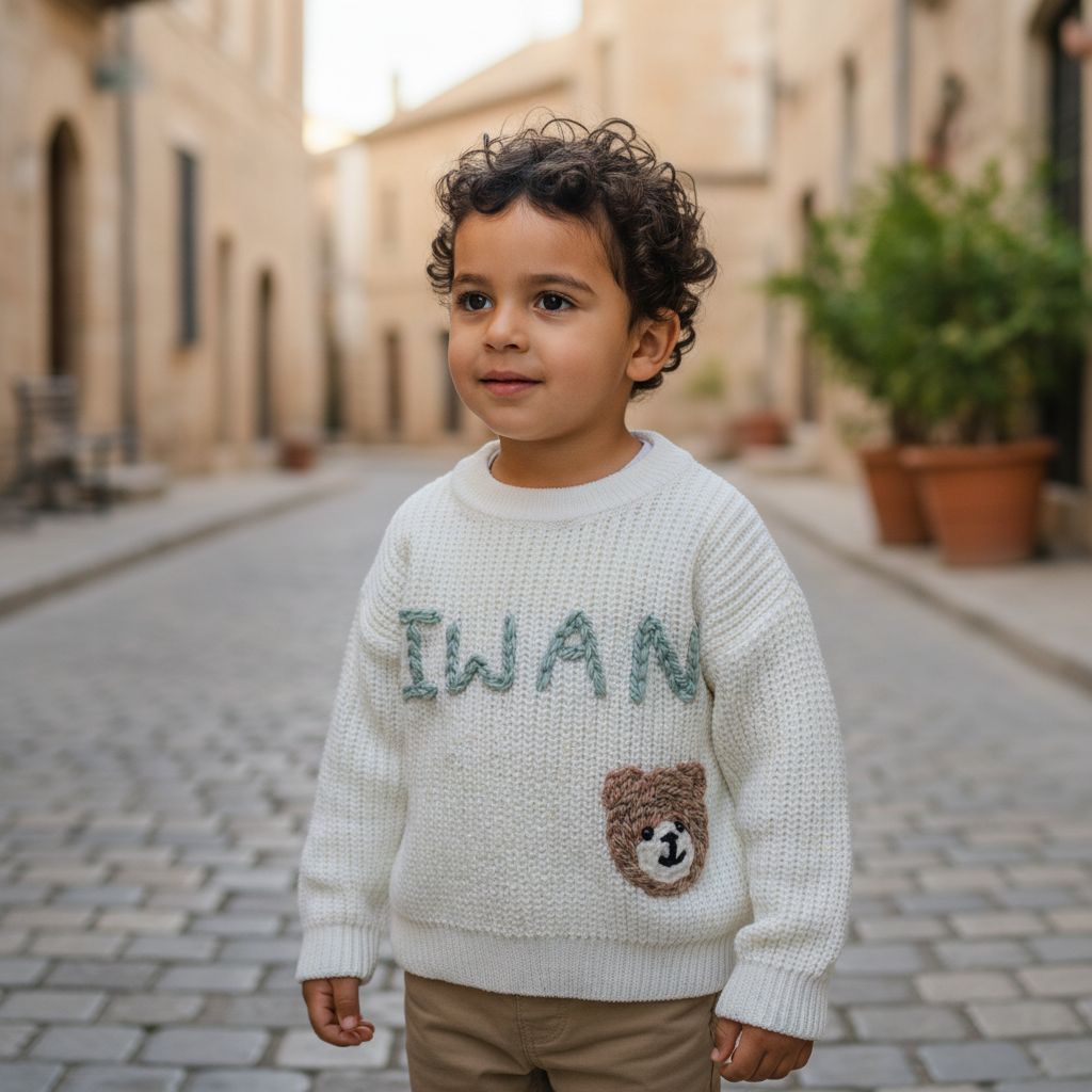 Pull enfant personnalisé en gris qualité premium à porter partout