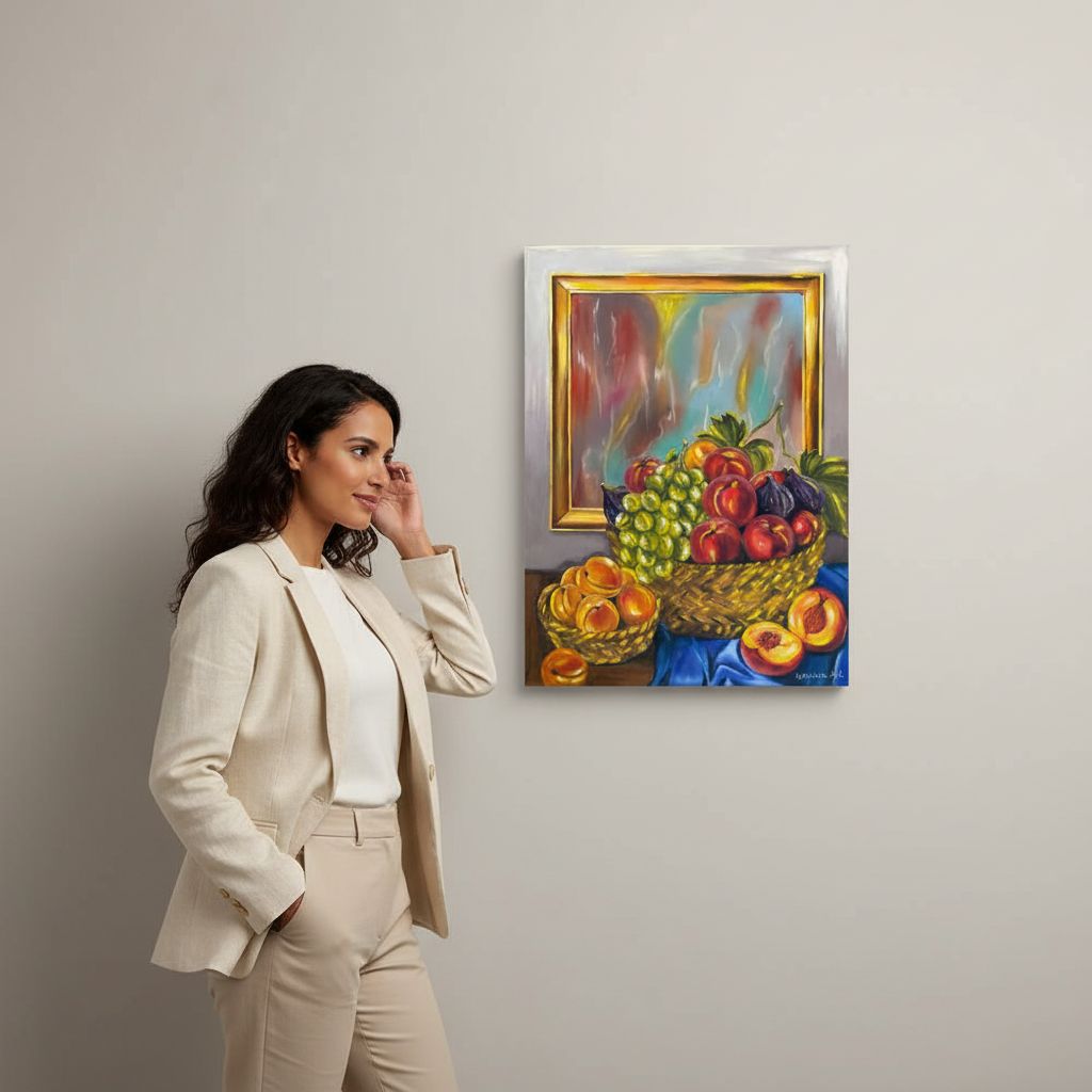 tableau fruits été 64x61cm peinture à l huile luxe unique