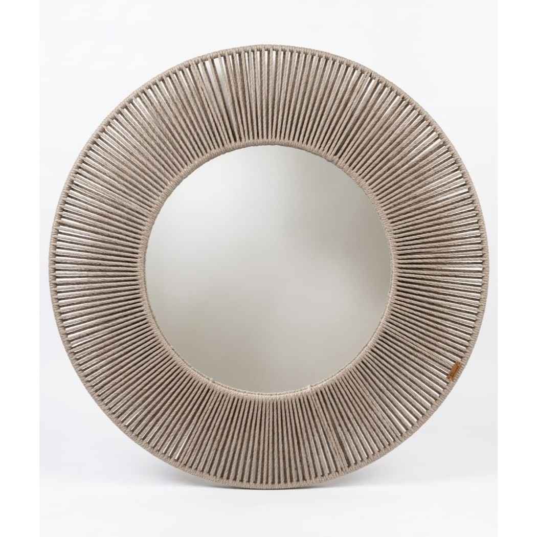Miroir rond décoratif avec encadrement en corde – Disponible en gris, beige et bordeaux