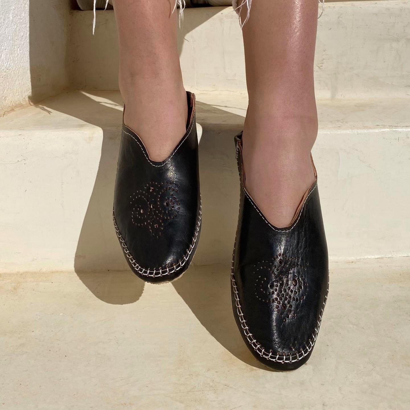 Babouches Mannena fait main en cuir véritable pour femmes - artisanat Tunisien fait main | ILEYCOM