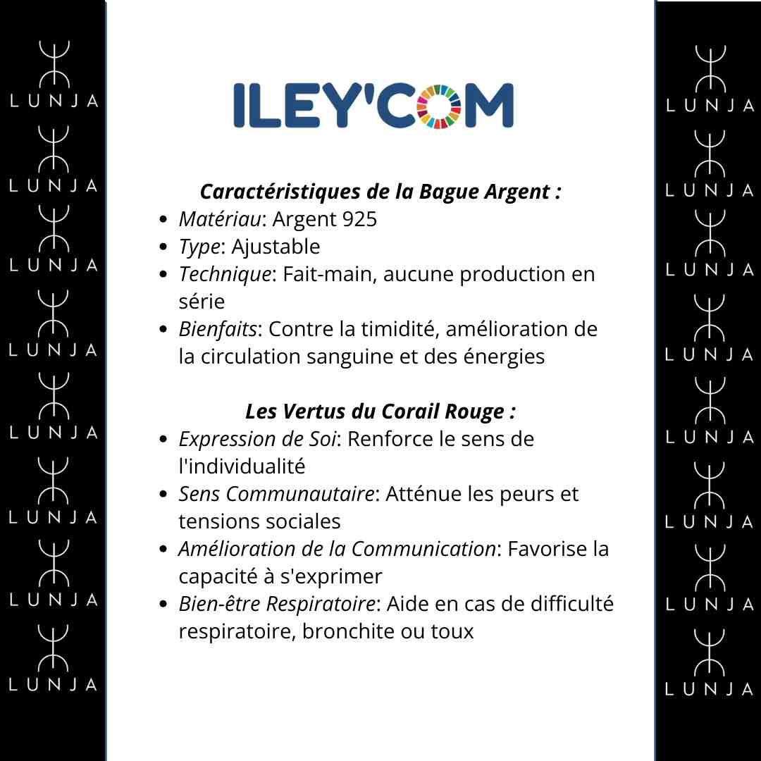 Bague Argent Et Corail Rouge, bague pour femme argenté en corail naturel - artisanat Tunisien fait main | ILEYCOM