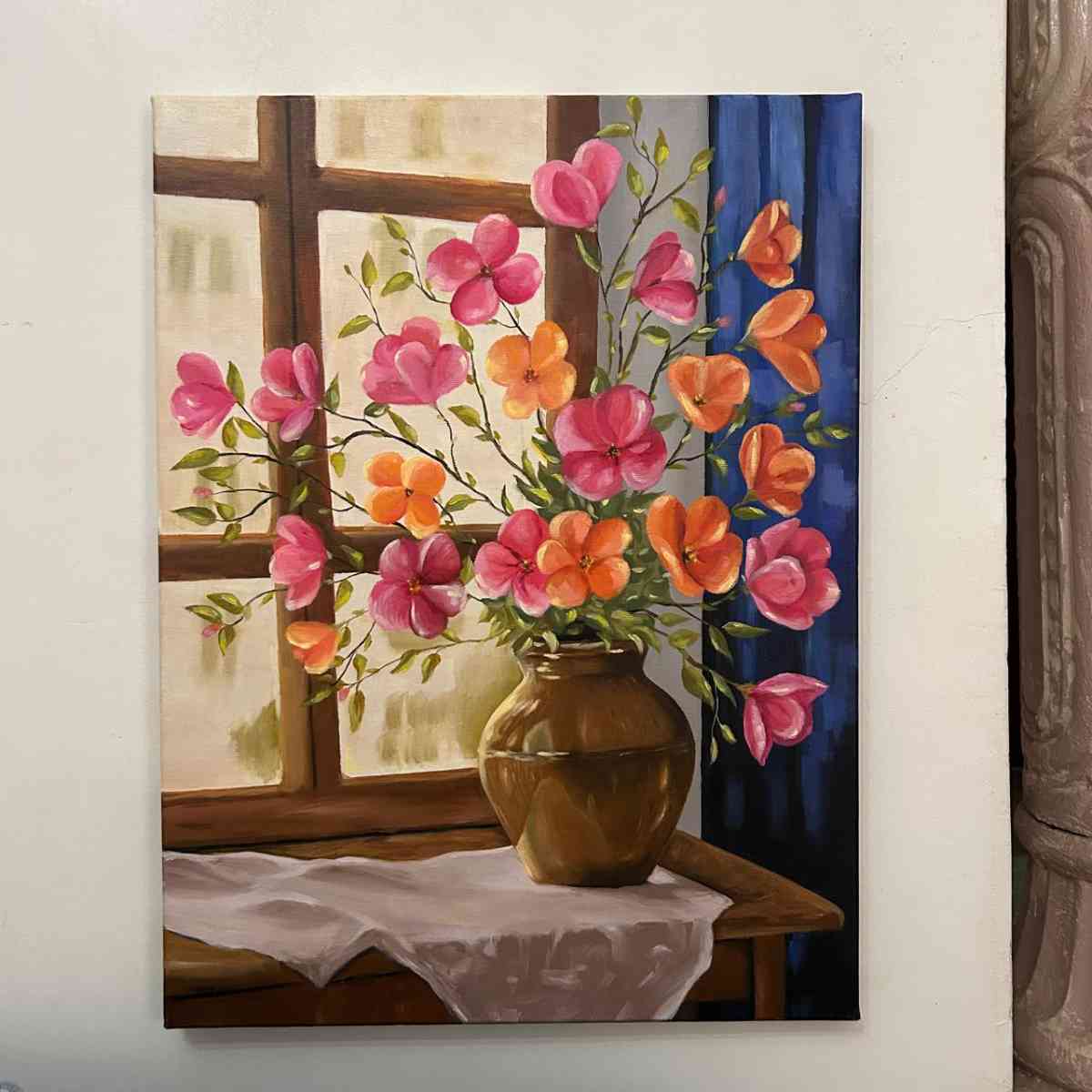 tableau fleurs unique éclatant pour un intérieur lumineux