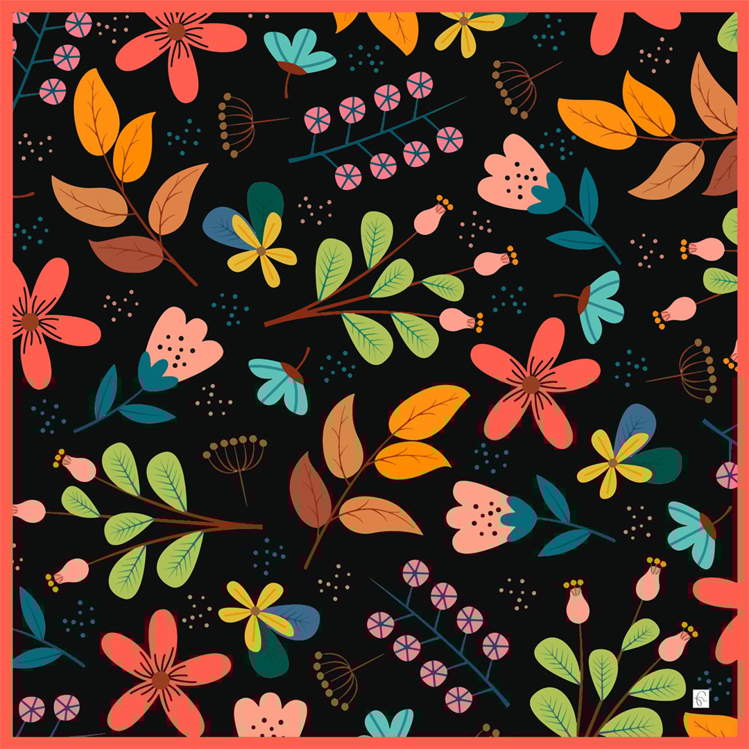 Natural silk scarf in green "Full of imagination"