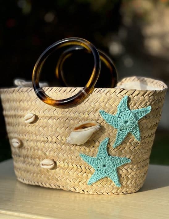 petit couffin paille motif étoile en crochet