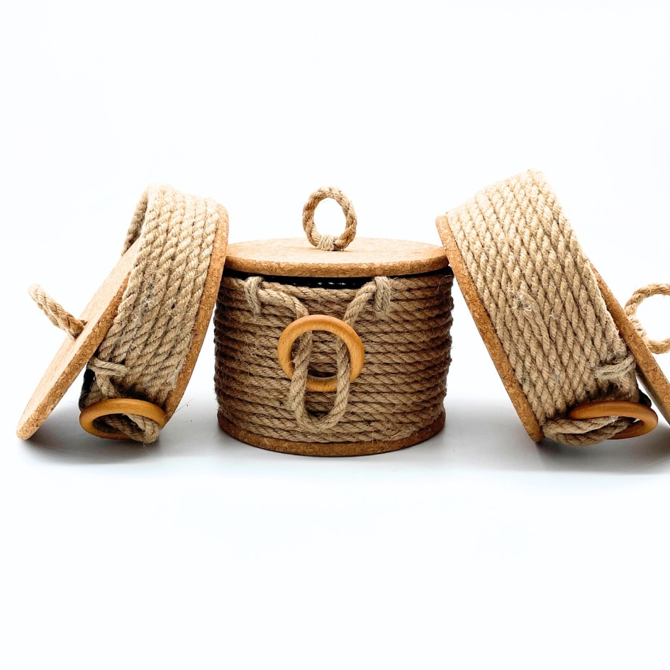 Boite à rangement Beige et avec motif en bois à 13 diamètre avec 3 dimensions di - artisanat Tunisien fait main | ILEYCOM